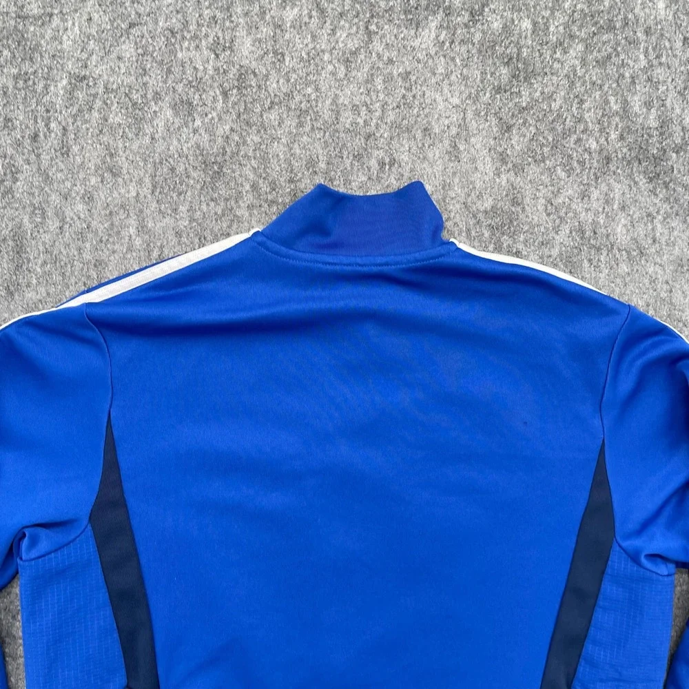 Adidas Track Jacket Mens Medium Climalite Blue Soccer Full Zip Stripe